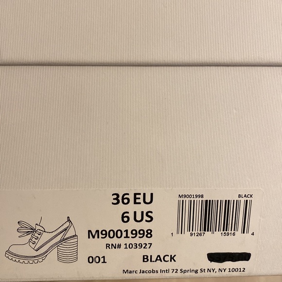 ✖️SOLD✖️ HP NWB MARC JACOBS Lace Up Heeled Oxford - Black - Size 6 (36EU) - Picture 10 of 10
